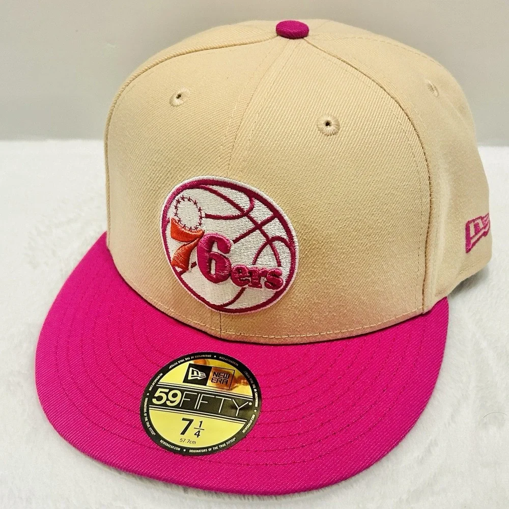 New Era Philadelphia 76ers Passion Mango 59FIFTY Fitted Hat Cap 7 1/4 Orange NBA